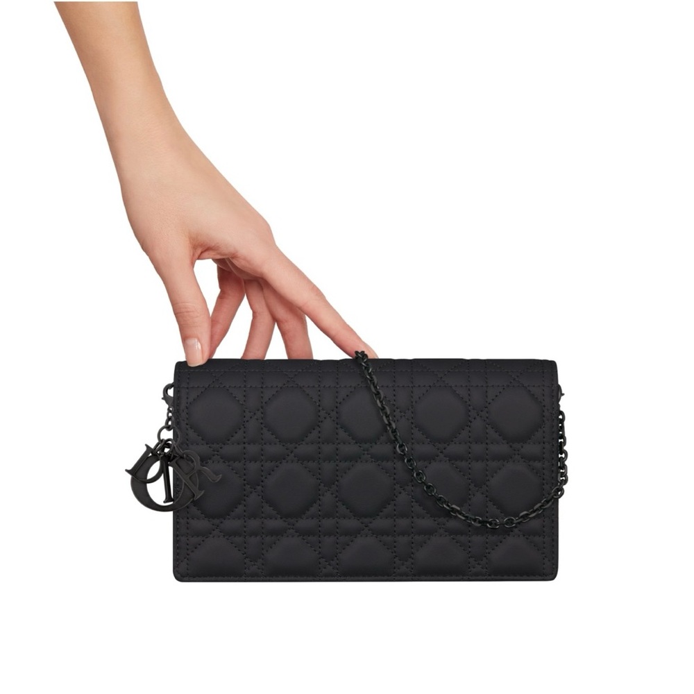 Rare! Lady Dior Pouch Black Ultramatte Cannage Calfskin
